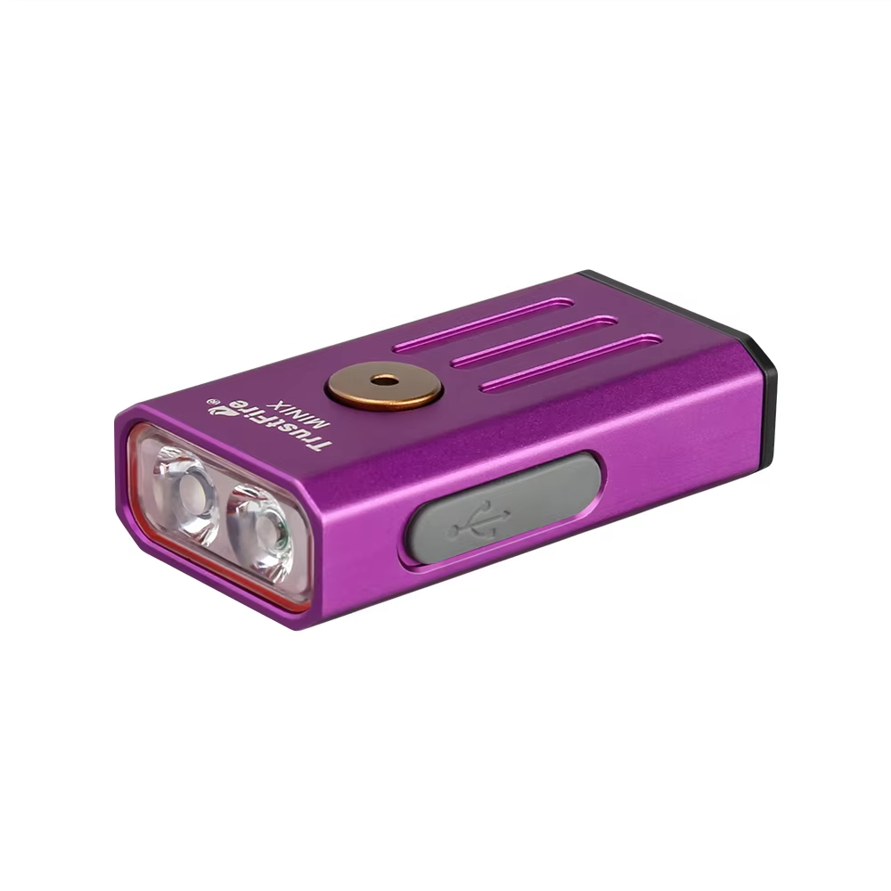 Trustfire MINIX Taschenlampe, Schlüsselanhänger, Mini-Licht, 320 Lumen, Taschenlampe, UV-Lampe, EDC, rotes Licht, USB wiederaufladbar, eingebauter Akku