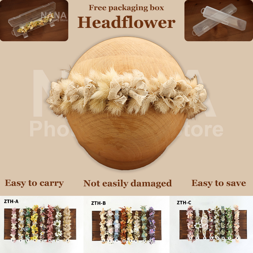 Diadema para niña, accesorios de fotografía recién nacido, tocado de flores secas, tocado de flores artificiales, tocado ajustable, accesorios para fotos