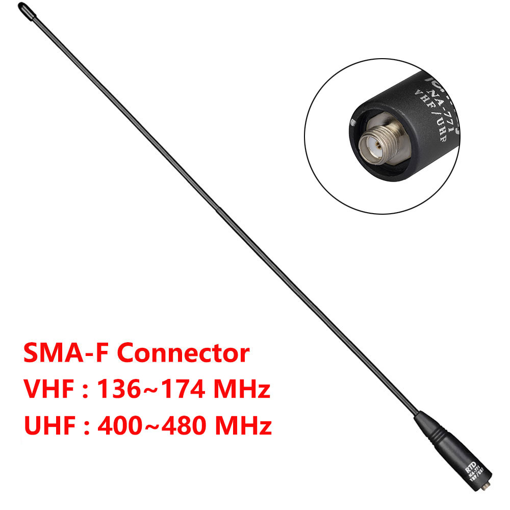 トランシーバーアンテナ SMA-F RTD NA-771 VHF/UHF 136 〜 174/400 〜 480 Mhz 高利得アンテナ Baofeng UV 5R Quansheng UV K5 K58