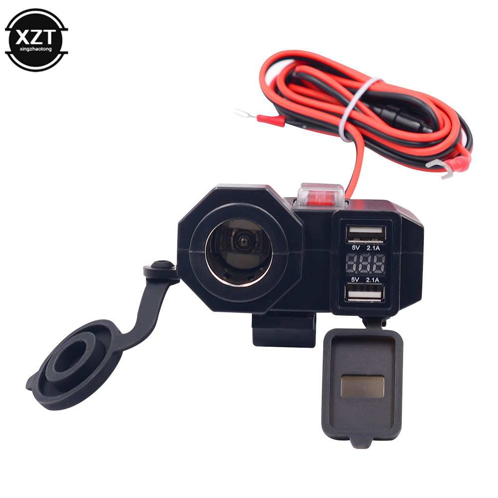 Wasserdichtes 12V/24V Motorrad USB Ladegerät Netzteil Steckdose & Voltmeter Display Zubehör