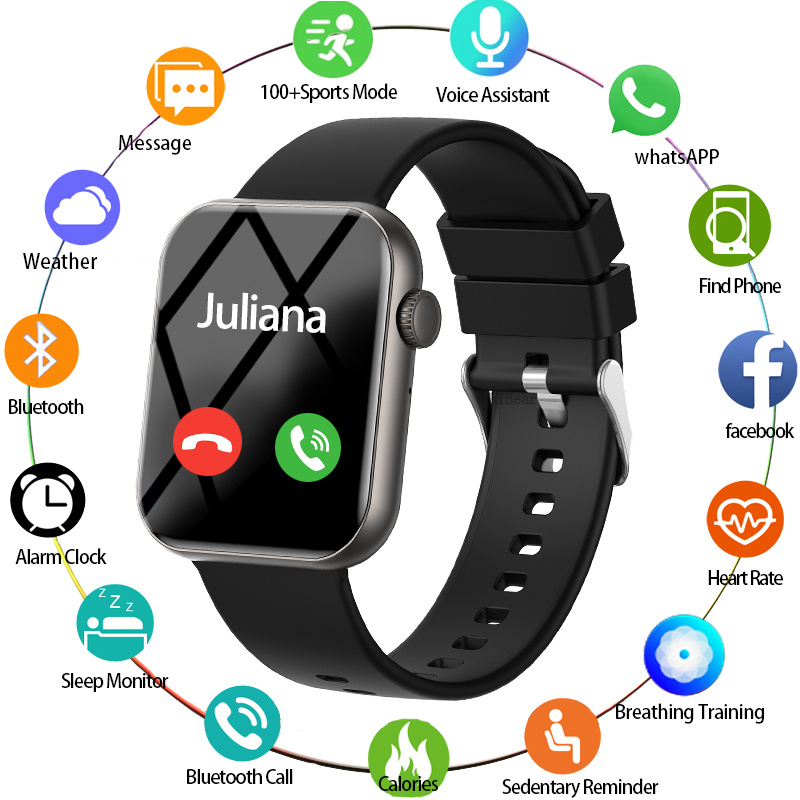2025 nouveau sport montre intelligente hommes plein écran tactile fréquence cardiaque Bluetooth appel 1.9 pouces AI voix IP68 étanche Smartwatch femmes