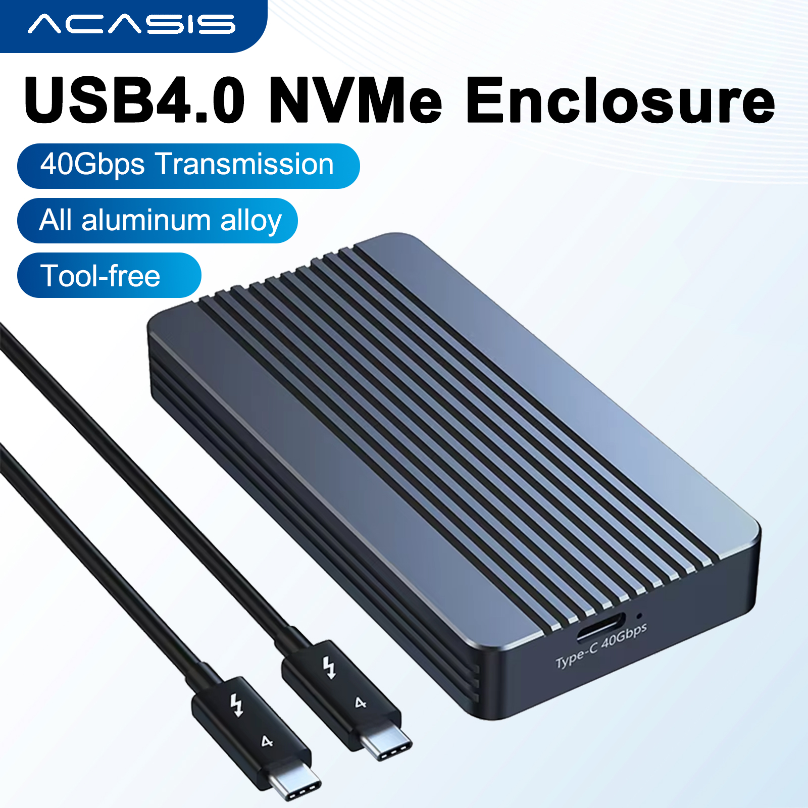 Acasis 40Gbps USB 4.0 NVME M.2 SSD boîtier Compatible boîtier externe M2 en aluminium Compatible avec Thunderbolt type-c NVME M.2 boîtier