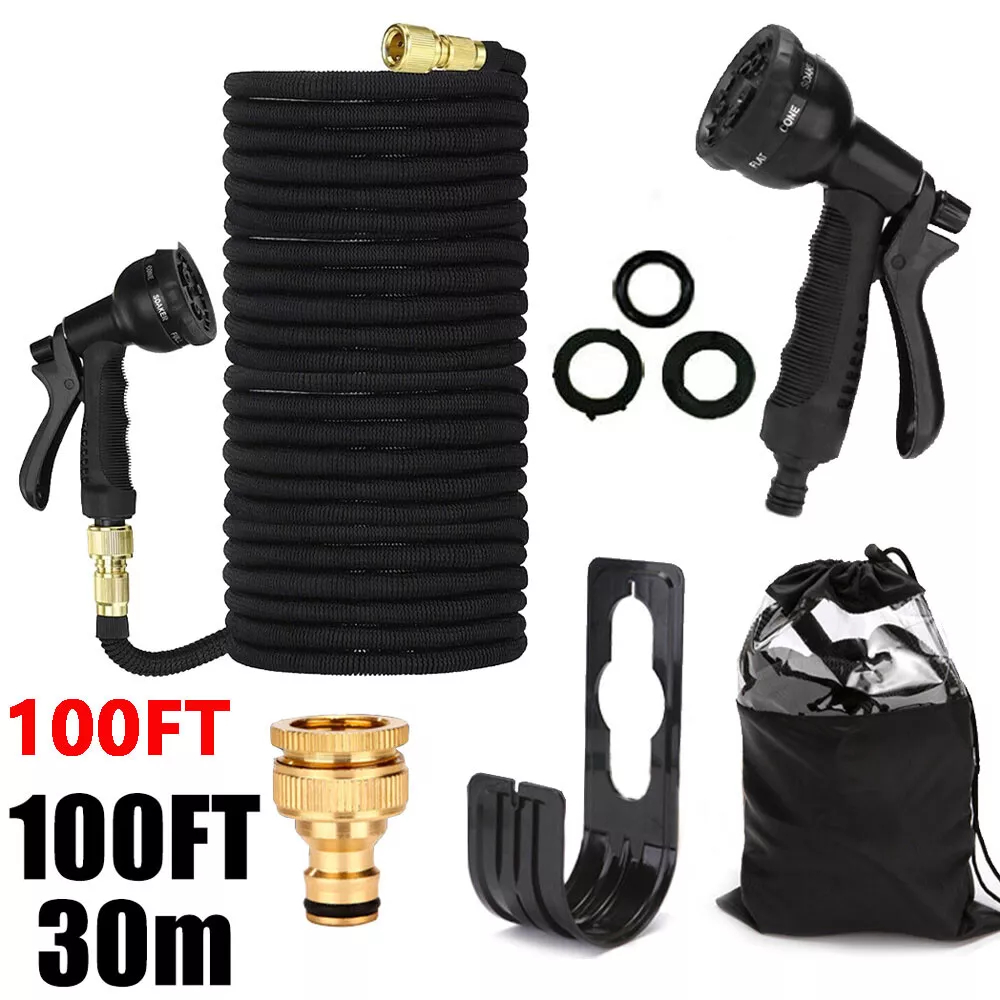 Tubo flessibile espandibile per tubo dell'acqua da giardino da 100 piedi con ugello di spruzzo Pistola per autolavaggio Ugello a 8 funzioni Spray