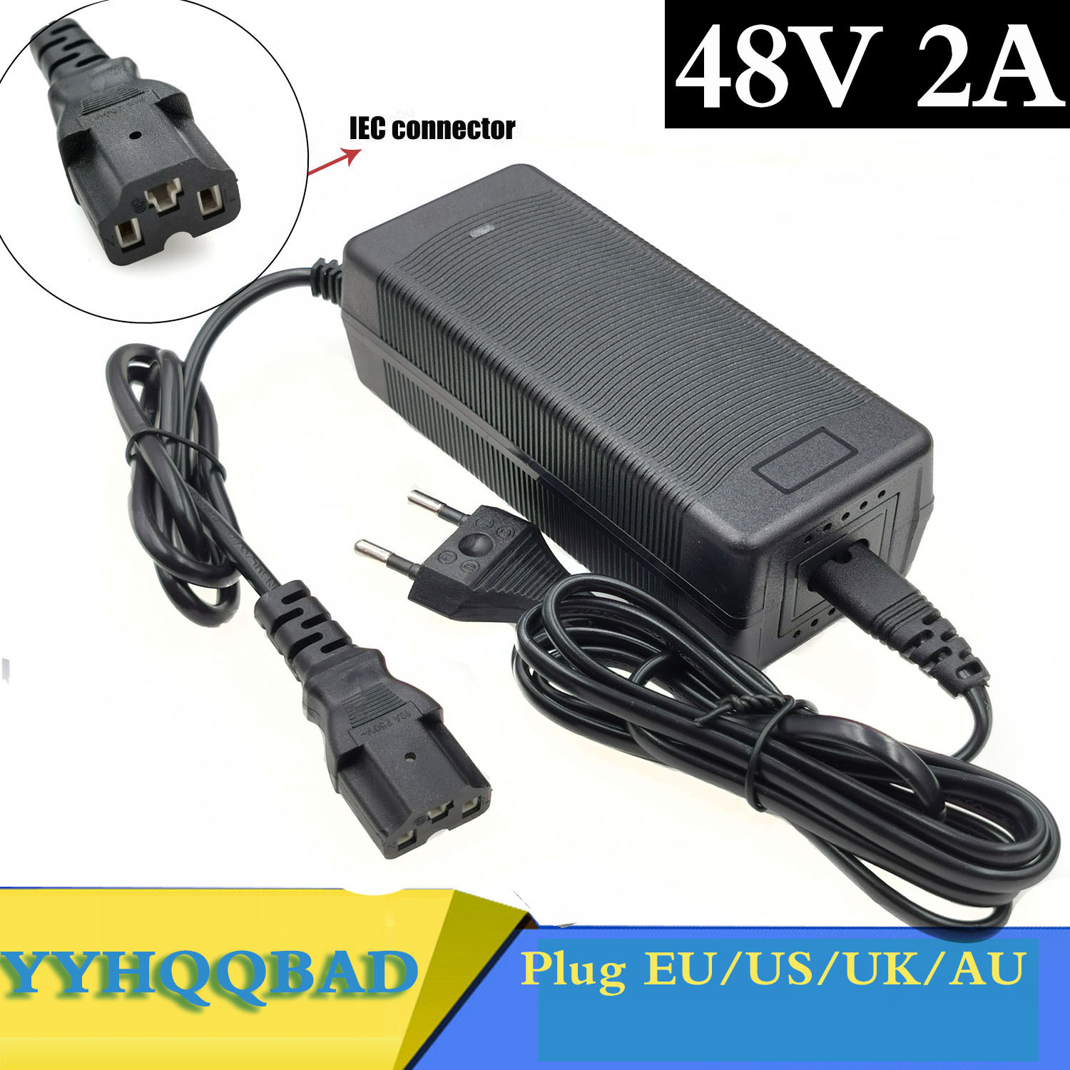 Ładowarka do akumulatorów kwasowo-ołowiowych 48V 2A do rowerów elektrycznych, hulajnóg, motocykli, ładowarka do akumulatorów kwasowo-ołowiowych 55.2V z złączem PC IEC