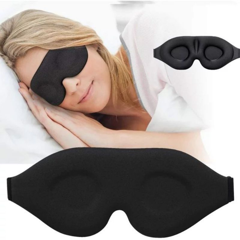 Maschera per gli occhi 3D regolabile adatta per uomini e donne senza pressione sui occhi Maschera per gli occhi traspirante e che blocca la luce nera