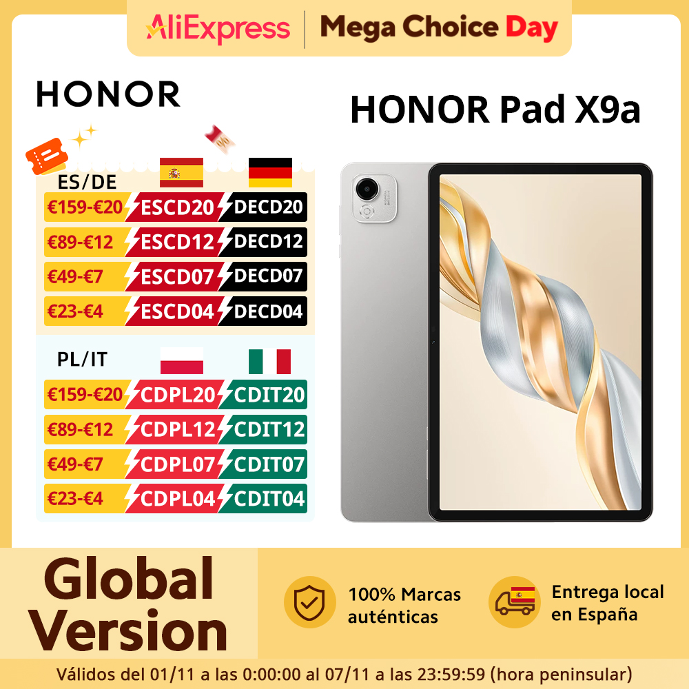 Globale Version HONOR Pad X9a 11,5" 120Hz 2,5K Fullview Display Snapdragon 685 Slim Metal Body Tablet WiFi Android15 8300mAh