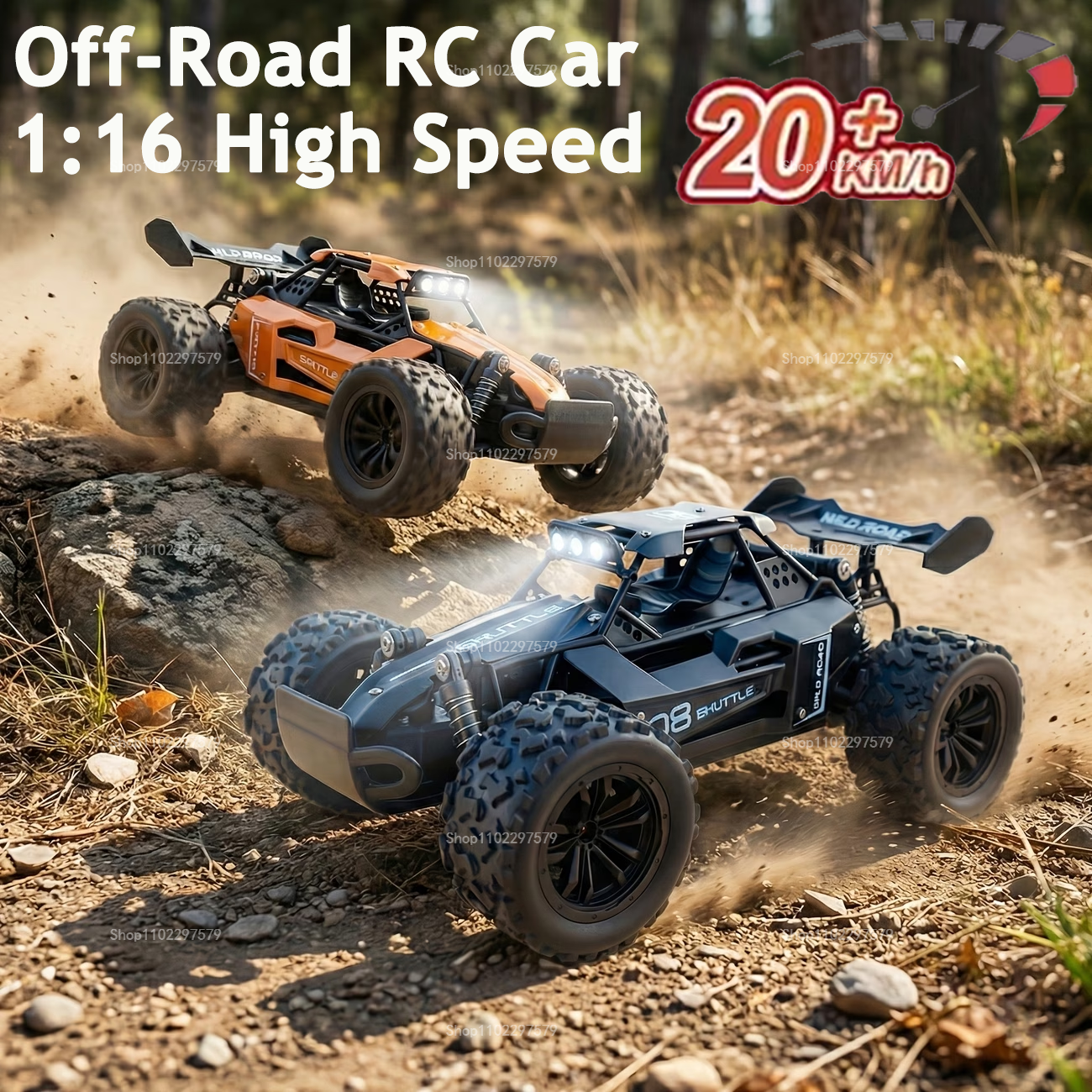 RC Monster Truck im Maßstab 1:16, ferngesteuertes Auto, 2,4 GHz, Aluminiumgehäuse, 20 km/h schnell, Offroad-RC-Auto, LED-Scheinwerfer, Spielzeug, Geschenk für Kinder