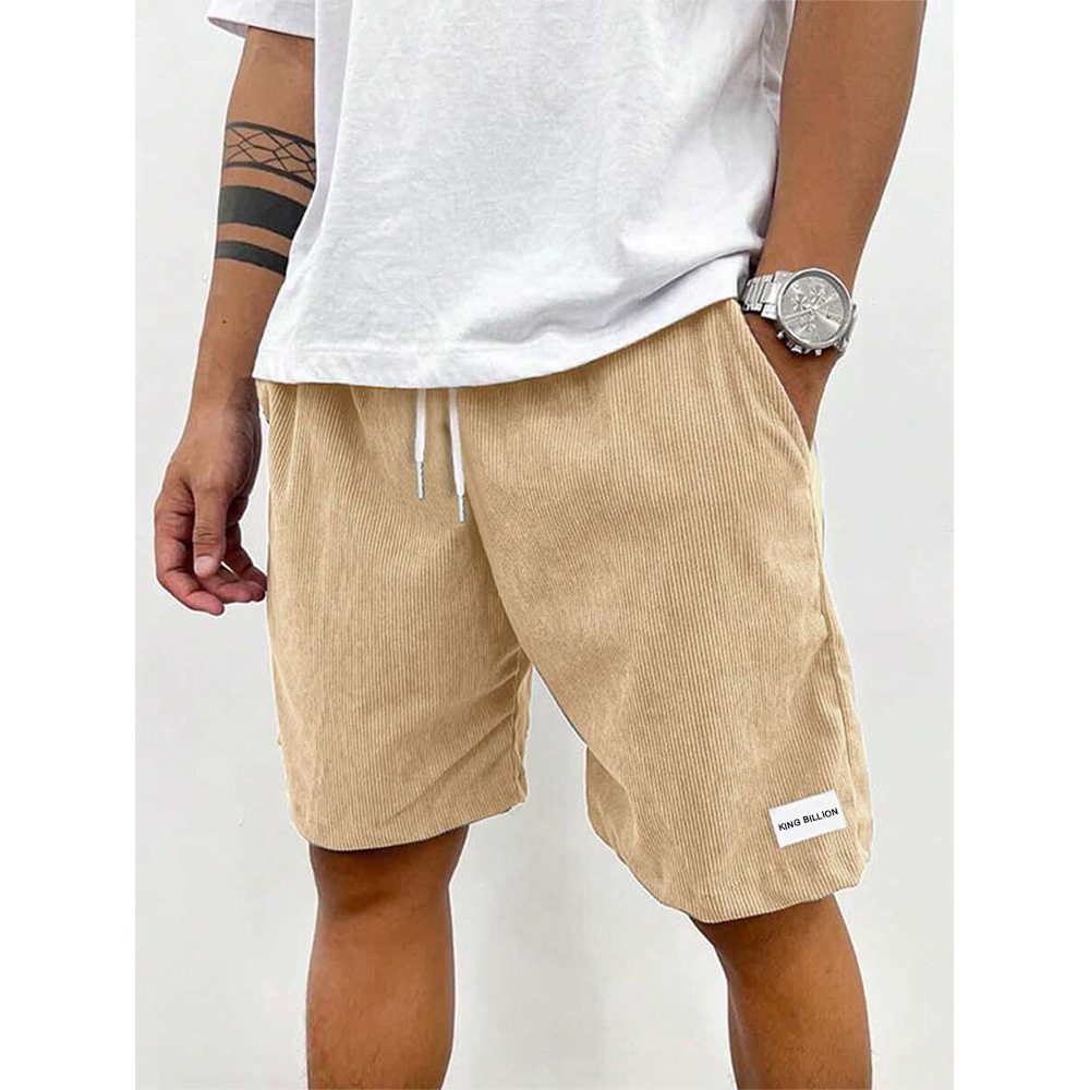 Pantalones de chándal de pana de verano para hombre, pantalones cortos informales, pantalones cortos de playa para hombre, pantalones cortos de baloncesto, ropa deportiva con etiqueta de Color sólido para hombre