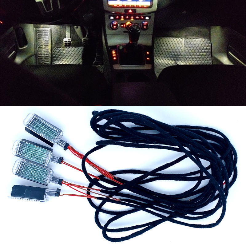 Interior do carro pé espaço lâmpada led footwell luz cabo para passat b6 b7 golf 5 mk5 6 mk6 assento toledo leon a3 a4 a5 a6 a8 q3 q5 q7