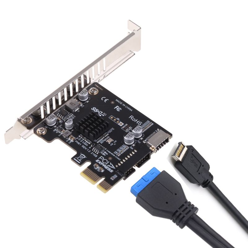 Tarjeta de expansión PCI-E a USB 3,0, 5Gpbs Tipo E, PCI Express, cabezal de 19/20 pines para adaptador de montaje en Panel frontal tipo C
