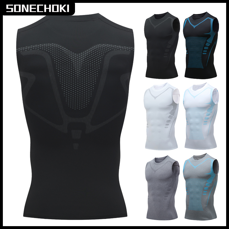Camiseta sin mangas de compresión para hombre, camiseta de gimnasio sin mangas con estampado de secado rápido, ropa deportiva para hombre, chaleco de culturismo para Fitness, Top muscular de entrenamiento