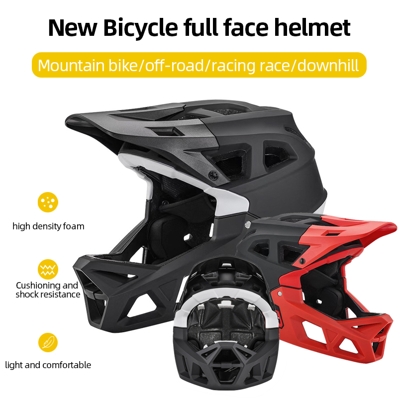 Helm sepeda wajah penuh keselamatan, helm sepeda Mtb gunung dengan lampu terintegrasi, helm sepeda motor bersertifikat CE