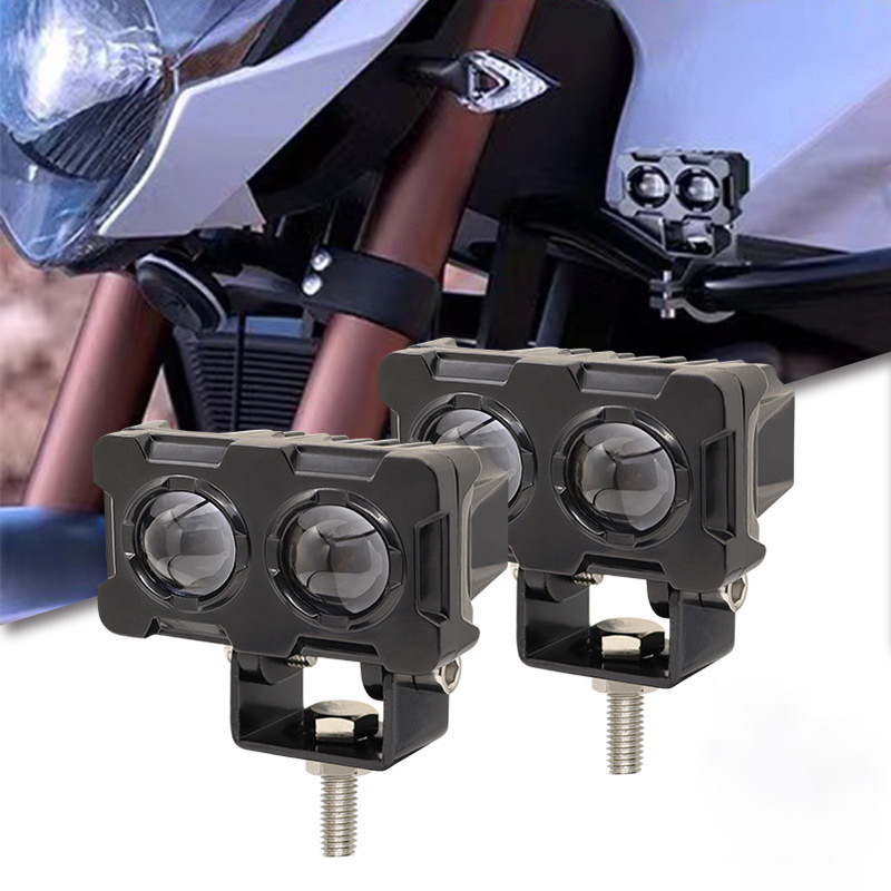 デュアルカラーLEDモーターサイクルライトスポット,外部ワークライトデバイス,電気,オートバイ,車用