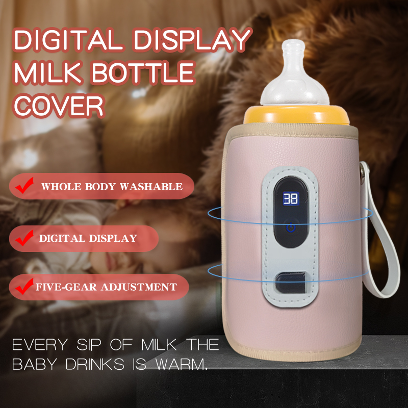 Luva portátil do isolamento da garrafa de bebê, dispositivo de isolamento do leite do bebê com tela lcd, garrafa de isolamento usb para viagens de carro, porta