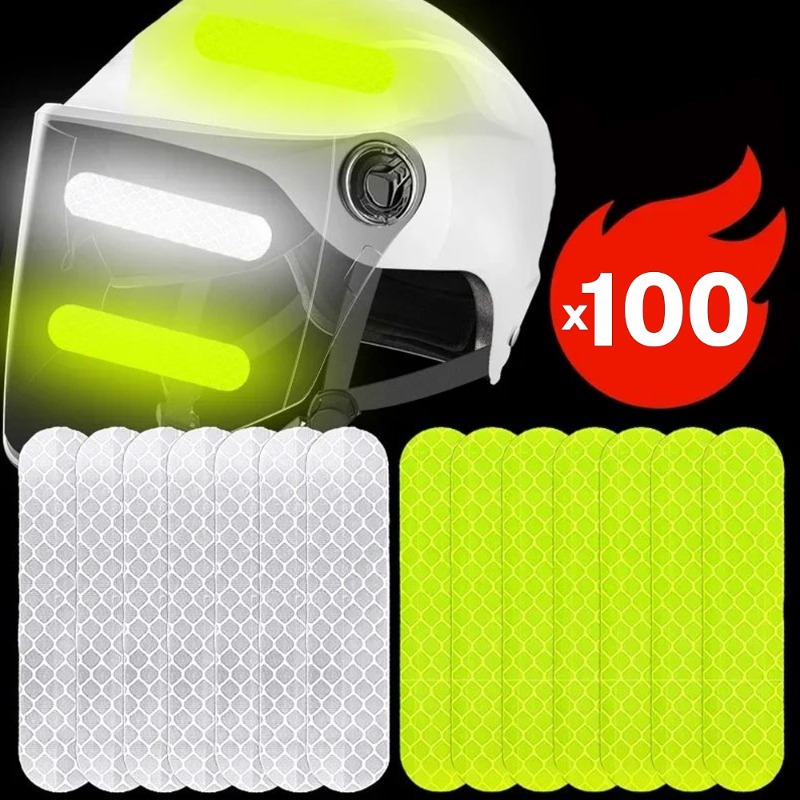 100-10PCS Veiligheidswaarschuwing Helm Stickers Reflecterende Veiligheidsstickers/Stickers voor Motor Fiets Snowboarden Racing Helmen