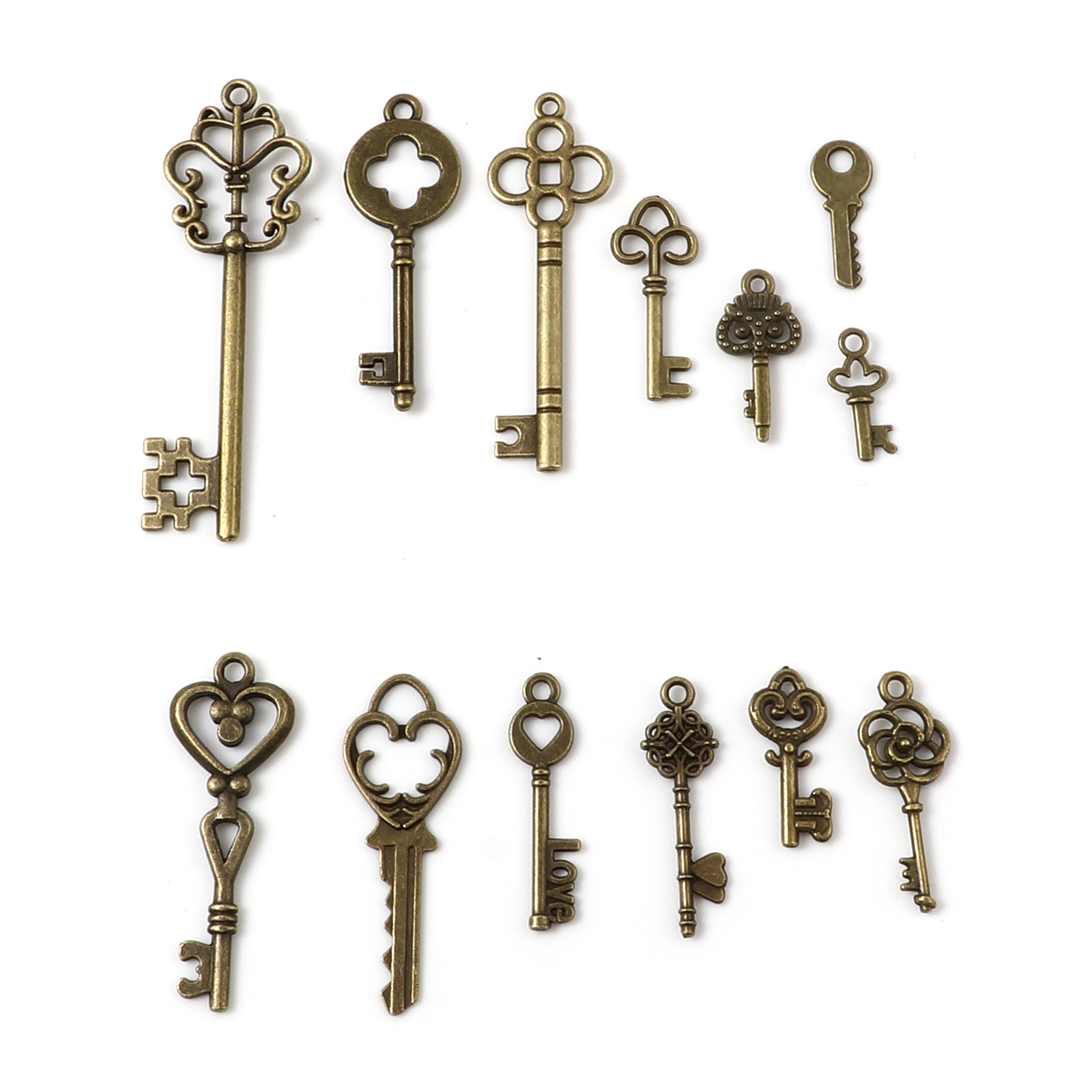 13ชิ้น/เซ็ตวินเทจที่สำคัญจี้ทรงเสน่ห์สีผสมคงที่หลากสีเสน่ห์สร้อยคอ DIY ต่างหูสร้อยคอเครื่องประดับทำมือทำ