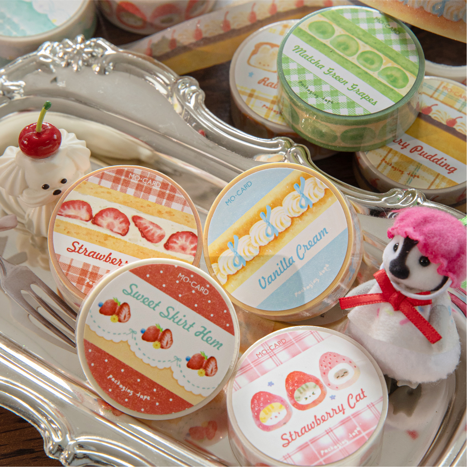 15mm * 2m Ding Ding Cake Shop série Kawaii Ins mignon Dessert sable scintillant Washi ruban album à faire soi-même ruban de masquage esthétique