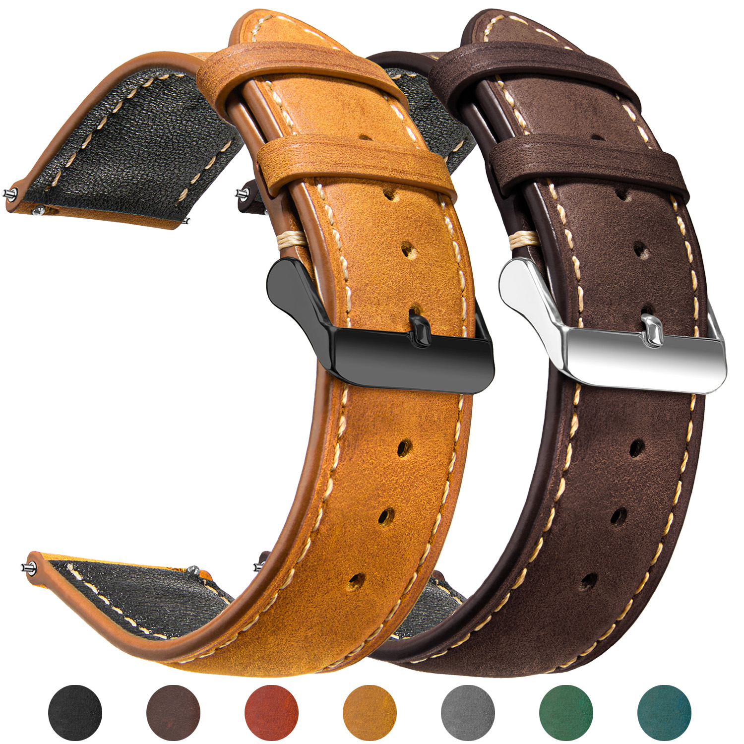 Wax Vintage Quick Release 14mm 16mm 18mm 20mm 22mm 24mm Genuine Leather Watch Bands for Men Women Top Grain Leather Watch Strap