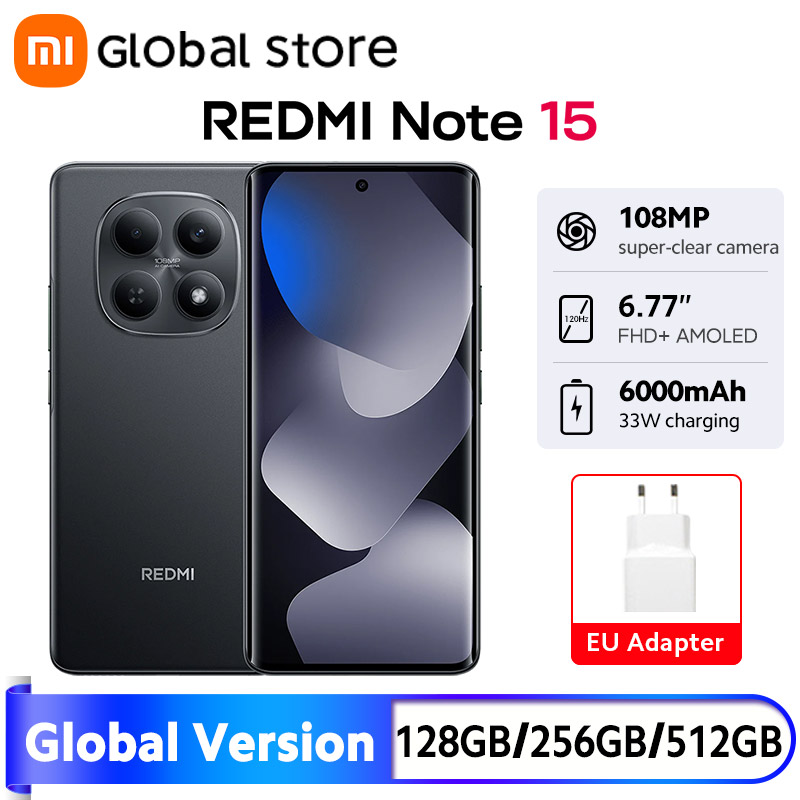 Global Version Xiaomi Redmi Note 15 4G Smartphone 6000mAh Battery 108MP Camera 6.77" AMOLED 120Hz MTK Helio G100-Ultra 33W IP64