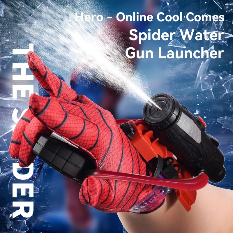 Lançador de Água em Forma de Aranha, Brinquedo de Verão para Pulso, Plástico com Luvas para Cosplay e Jogos