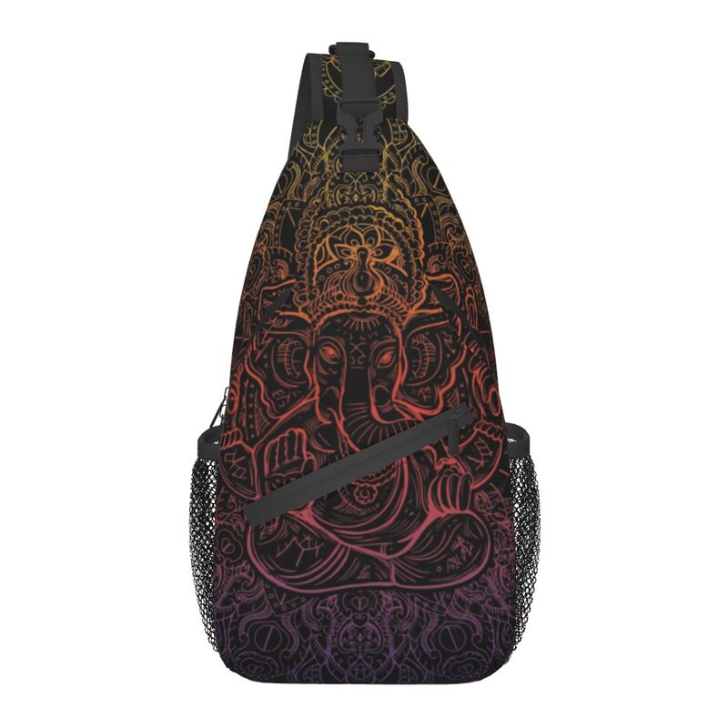 Ransel Selempang Selempang Pola Mandala Lord Ganesha Fesyen Tas Dada Bahu Dewa Gajah Pria untuk Mendaki