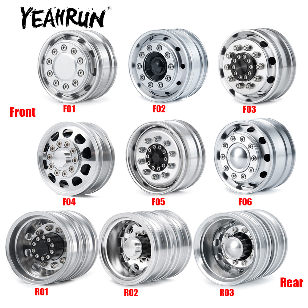 YEAHRUN Alloy Metal Beadlock Przednie/tylne felgi Piasty do Tamiya 1:14 RC Ciągnik siodłowy Przyczepa Ciężarówka Samochód Części do modernizacji