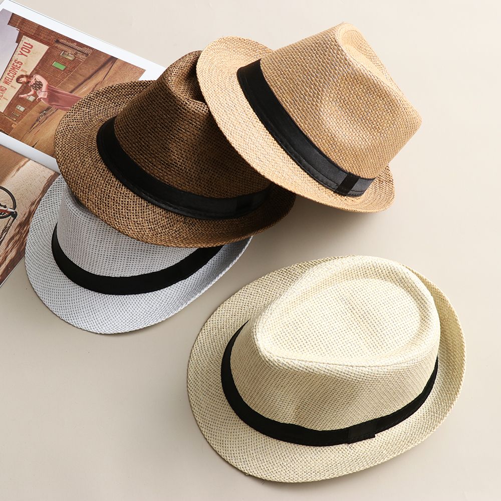 Modna słomkowa czapka panama letnia plaża szerokie rondo kapelusz przeciwsłoneczny czapka gangsterska unisex jazzowa sukienka kapelusz kowbojski kapelusz fedora