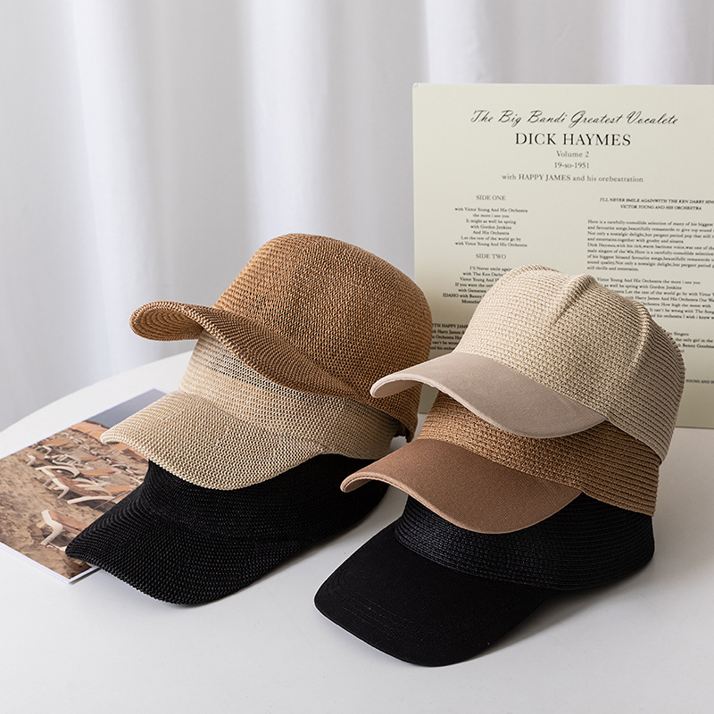 Casquette de baseball en paille pour hommes et femmes, chapeau de protection solaire, sortie décontractée, chapeau de plage, mode estivale