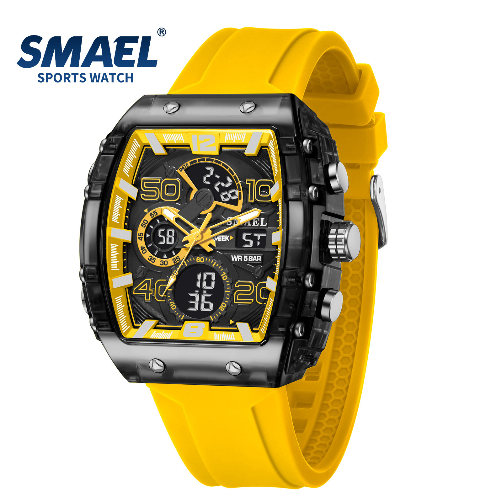 SMAEL 8109 pantalla Dual LED luz nocturna ocio estudiante reloj electrónico nuevo reloj para hombres deportes multifuncionales 50M impermeable