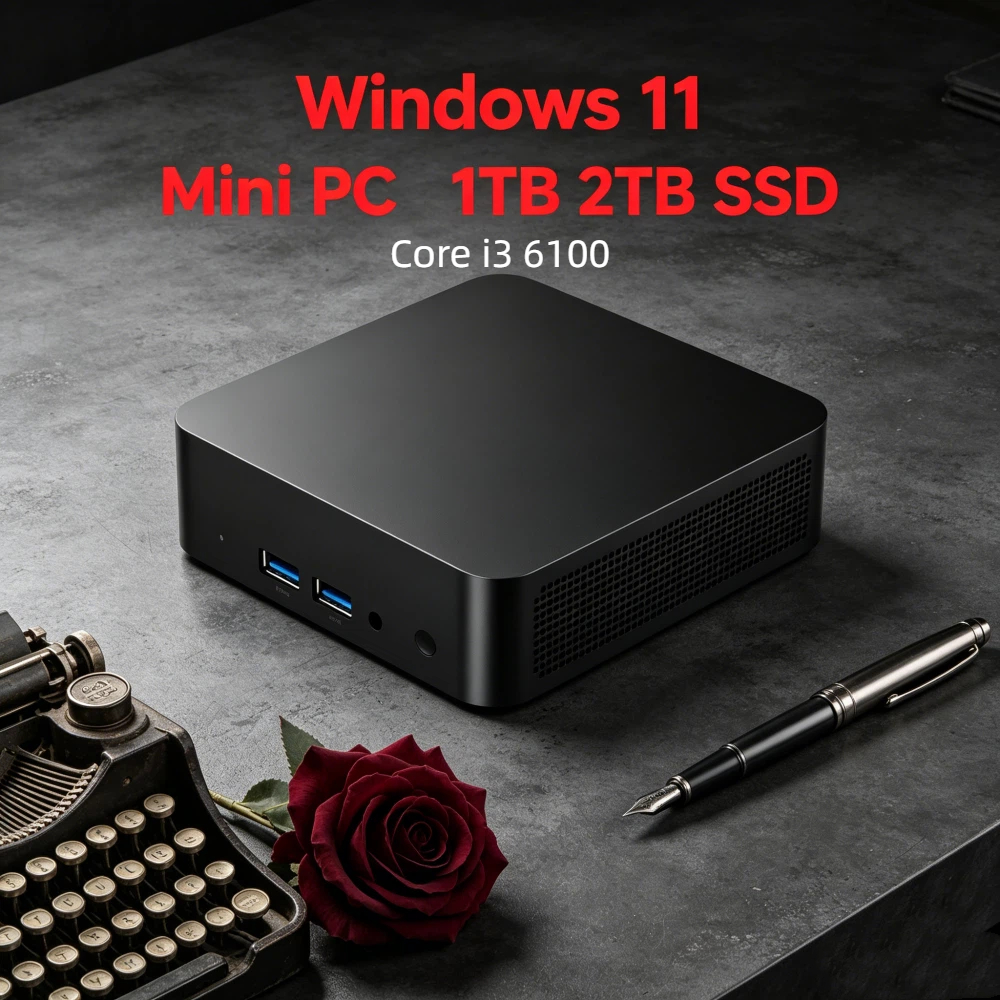 Mini PC de Escritorio Sólido con Windows 11 Pro, i3 6100, 32GB RAM, 1TB/2TB SSD, BT5.2, WiFi6, 4K, para Juegos y Oficina, 3 Años de Garantía