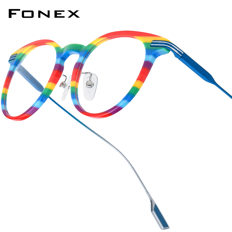 FONEX Acetate ไทเทเนียมกรอบแว่นตาผู้หญิงใหม่ออกแบบแบรนด์ Vintage Retro รอบแว่นตาผู้ชายญี่ปุ่นแว่นตาแว่นตา 85891