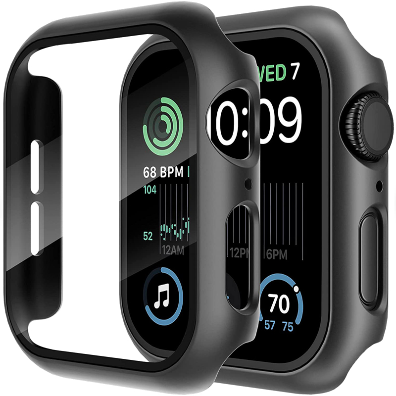 Vidrio templado + funda para Apple Watch 46mm 44mm 45mm 41mm 40mm 42mm, Protector de pantalla para iwatch series 10 9 8 7 6 SE 5, accesorios