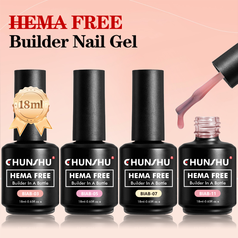 CHUNSHU Hema Gel UV konstruksi bebas 18ml Gel kuku pembangun dalam botol seni kuku ekstensi Gel dasar karet Semi permanen tebal