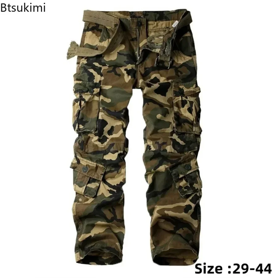 2025 männer Camouflage Cargo Hosen Mode Multi Taschen Taktische Kampf Hosen Lose Reine Baumwolle Outdoor Casual Hosen für Männer