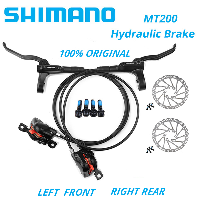 Shimano rem cakram hidrolik sepeda gunung MT200, rem cakram kiri depan kanan belakang 145CM Rotor RT56 RT54 RT26 RT30 HS1 G3 160MM