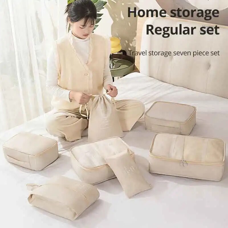 7 pçs/set saco de armazenamento de viagem saco de armazenamento de bagagem conjunto roupas mala roupas roupa interior esperando para produção acabamento embalagem