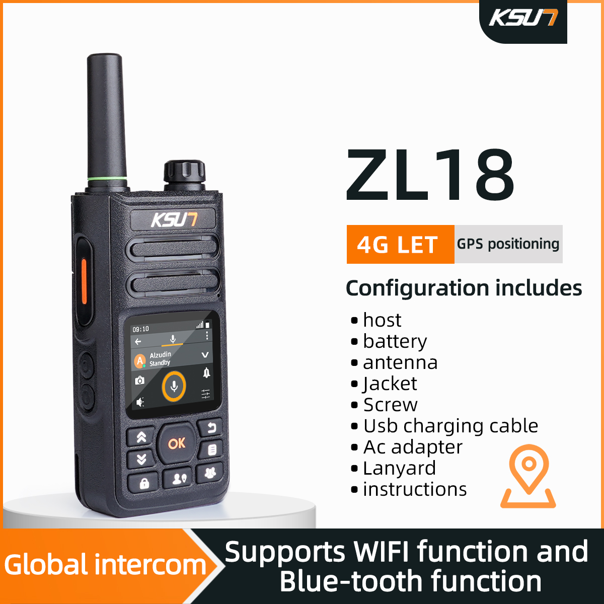 Zelloアプリケーションと互換性のあるプロのトランシーバー,4G SIMカード,wifiネットワーク,長距離携帯電話ラジオ,Kosp-ZL18