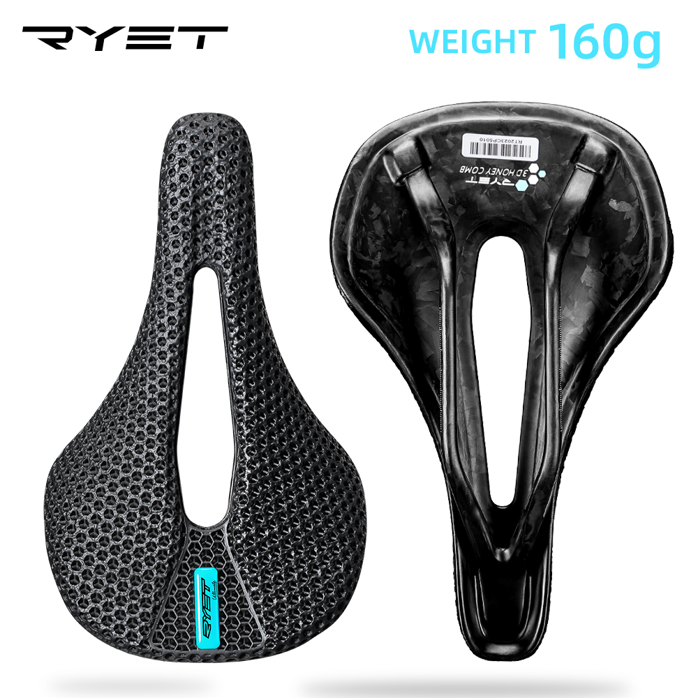 RYET 3D drukowane siodełko rowerowe z włókna węglowego 140mm 143mm Superlight Road MTB wyścigi siodełka rowerowe poduszki jazda na rowerze części siedzenia