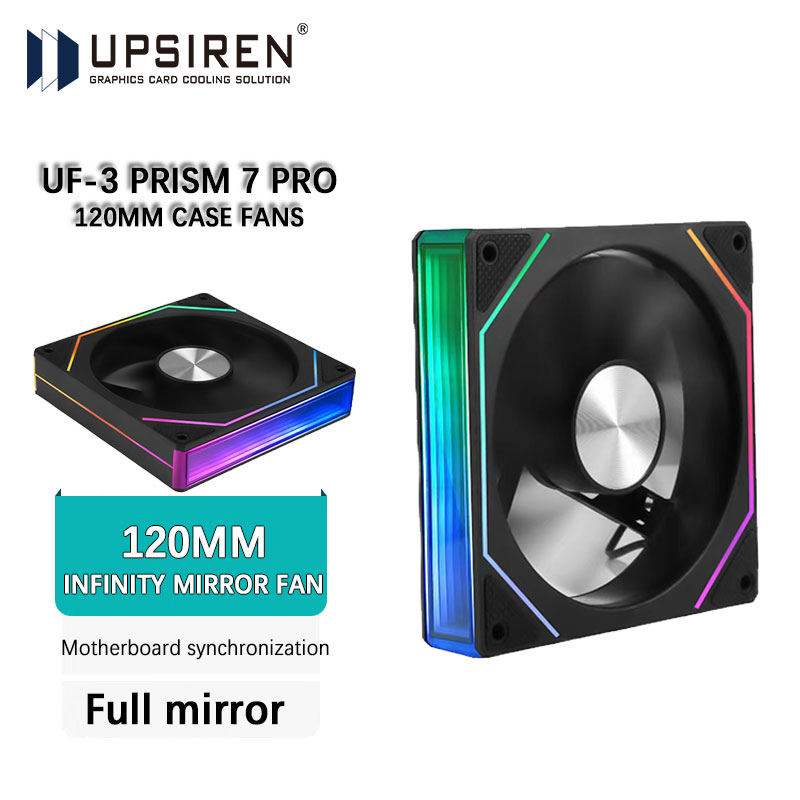 UPSIREN-ventilador de refrigeración UF-3 Prism 7PRO para carcasa de ordenador, lente completa de doble cara, sincronización de placa base ARGB de 12CM, eje de patrón de CD
