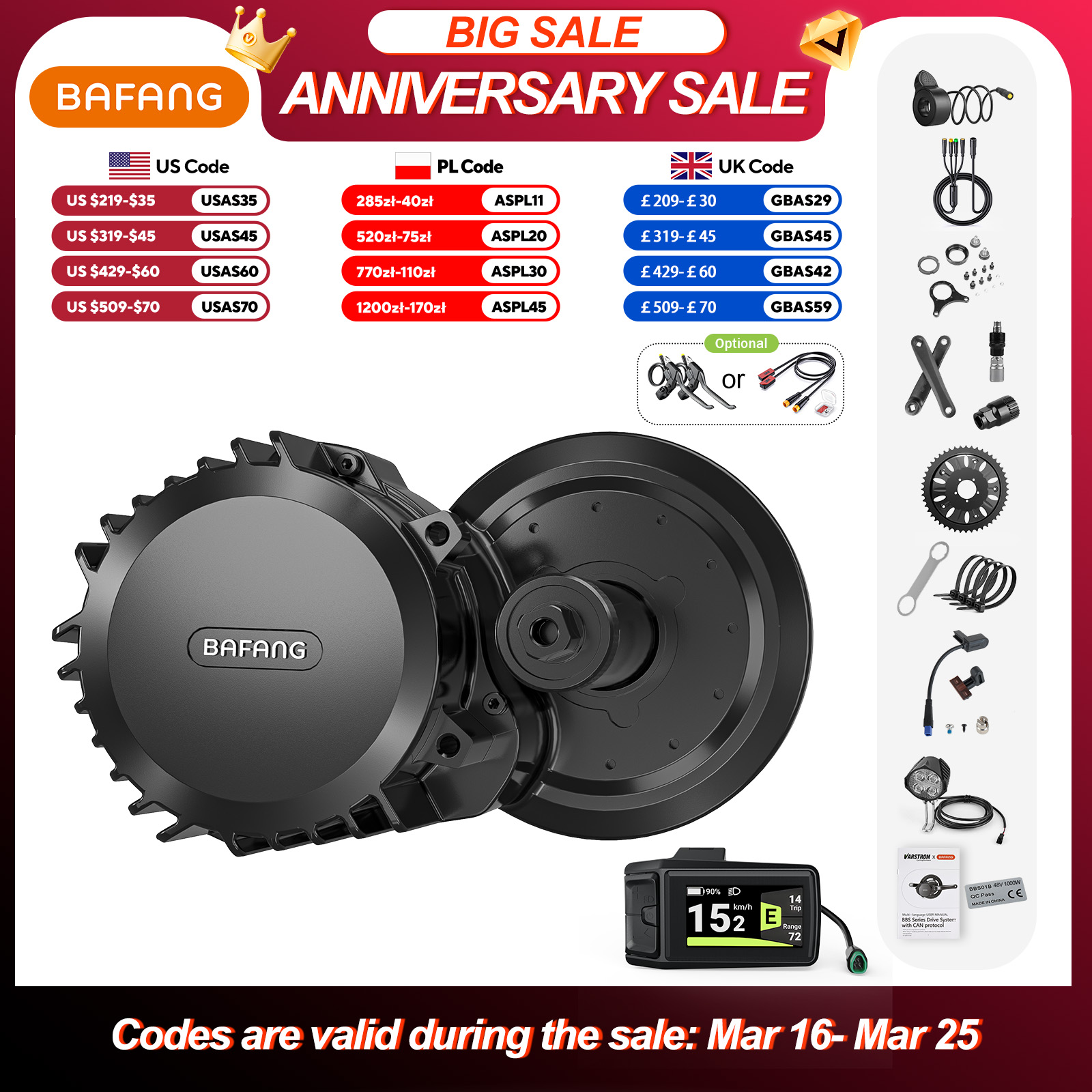 BAFANG 1000W 48V Kit Complete BBS-HD 52V E-bike Ombouwkit Mid Drive Motor M615 MM G320.1000.C Elektrische Fietsmotor
