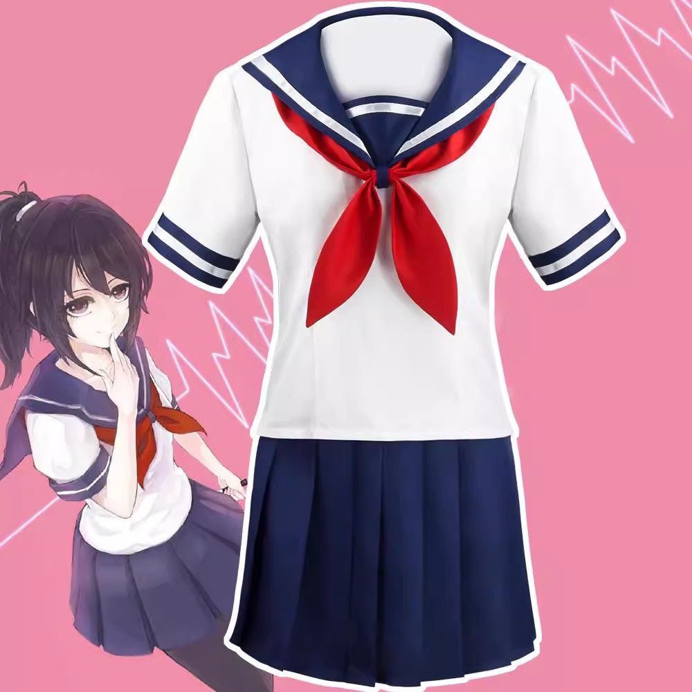 Juego Ayano Aishi Cosplay disfraz de Anime Yandere simulador Yandere Chan traje de marinero escuela secundaria Jk uniformes vestir trajes fiesta
