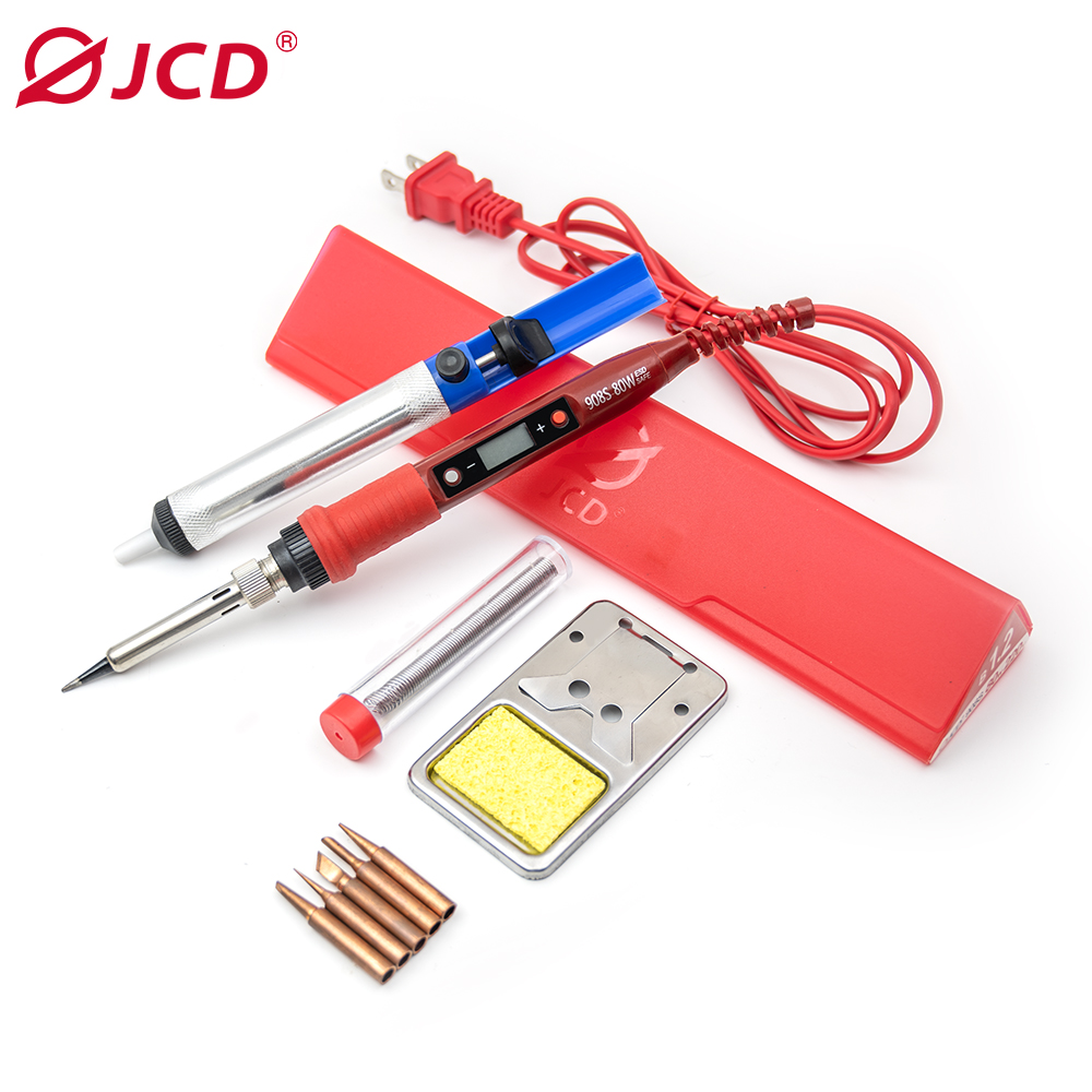 JCD 80W Digital Electric Soldering Iron 908S Temperature Adjustable 220V 110V LCD Display Ceramic Heater Welding Repair Tool Kit