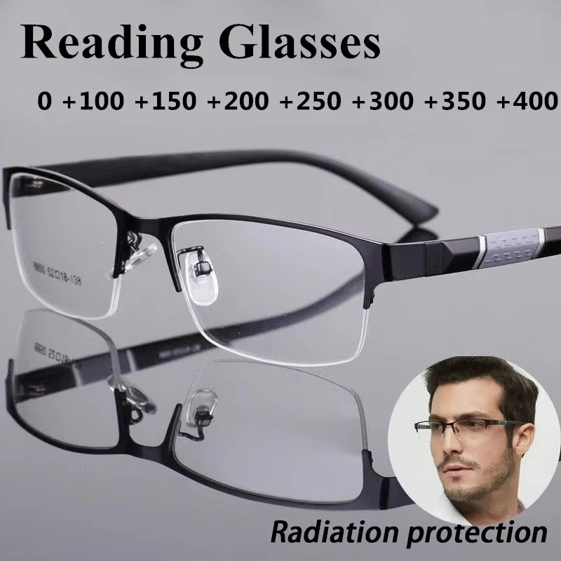 Anti luz azul óculos de leitura para homens, retro, negócios, hiperopia, 1,0 a 4,0
