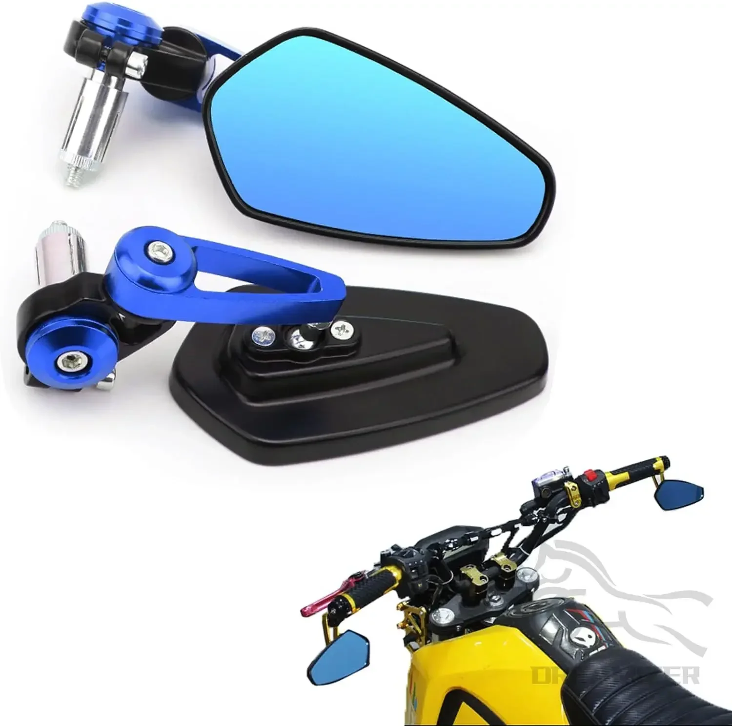 1 Paar 7/8 "22mm Motorrad Aluminium Bar Ende Seite Rückspiegel Universal Motorrad Fahrrad Lenker Rückspiegel