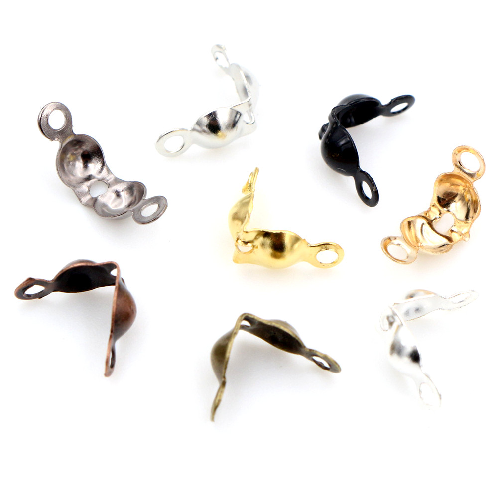 200 piezas conector de cierre de 4*7mm Cadena de bola Calotte extremo Crimps cuentas conector componentes para DIY joyería suministros