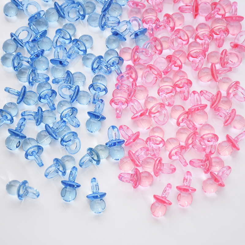 50/100 Pz Mini Acrilico Blu Rosa Ciuccio Capezzolo Coriandoli Gender Rivela Tavolo Dispersione per Baby Shower Decorazione Della Festa di Compleanno