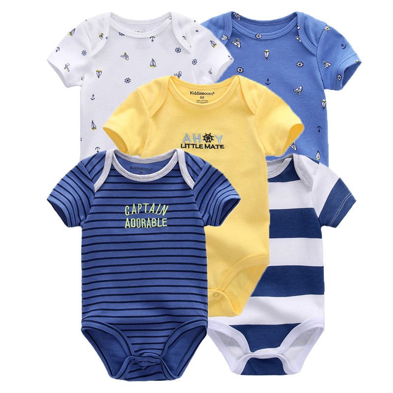 Setelan bayi kartun 5 potong musim panas 100% katun lembut baju bayi baru lahir anak perempuan anak laki-laki lengan pendek