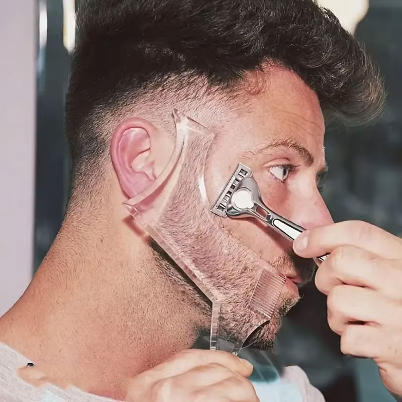 Peine con estilo de barba, peine transparente para cuidado de la barba, herramienta de contorno para hombre