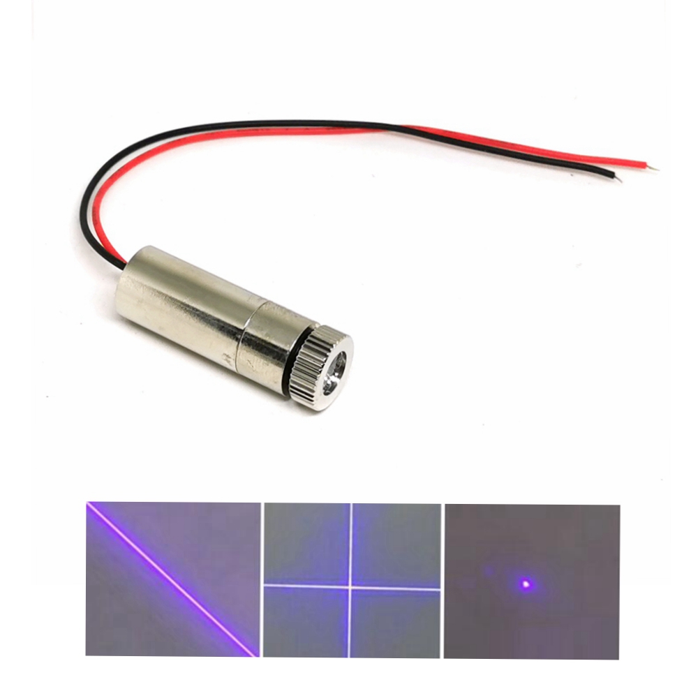 Módulo láser violeta azul de 405nm, ajustable, enfocable, 12x35mm, punto/línea/cruz, 10mw/20mw/50mw, luces de alineador de 3-5V