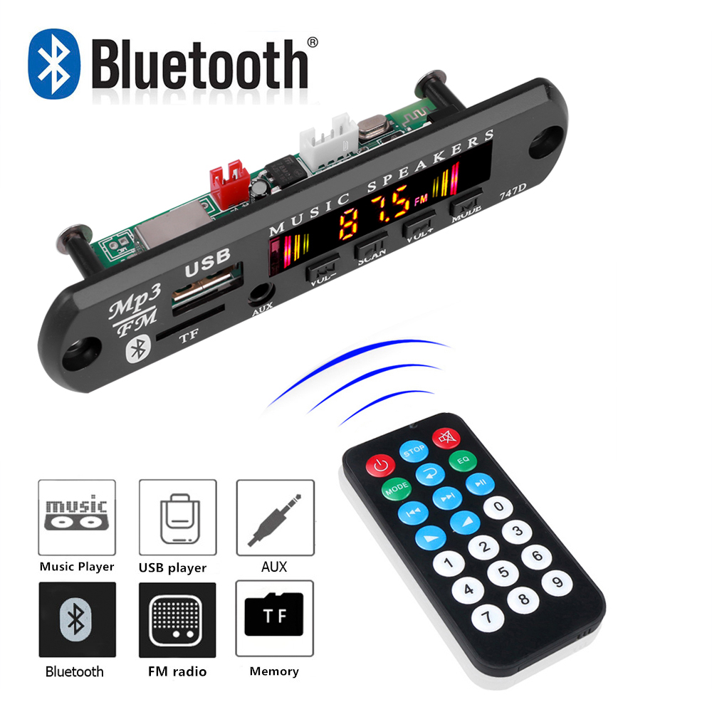 Kebidu Bluetooth 5.0 Car Kit Wireless MP3 Decoder Board Audio 9V-12V WMA Auto Musik Player Modul Verlustfreie Audio USB AUX TF Radio